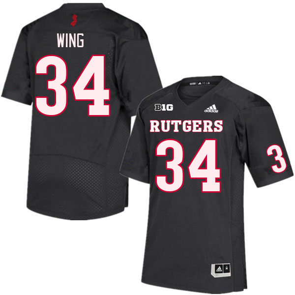 Men #34 Micah Wing Rutgers Scarlet Knights College Football Jerseys Stitched Sale-Black